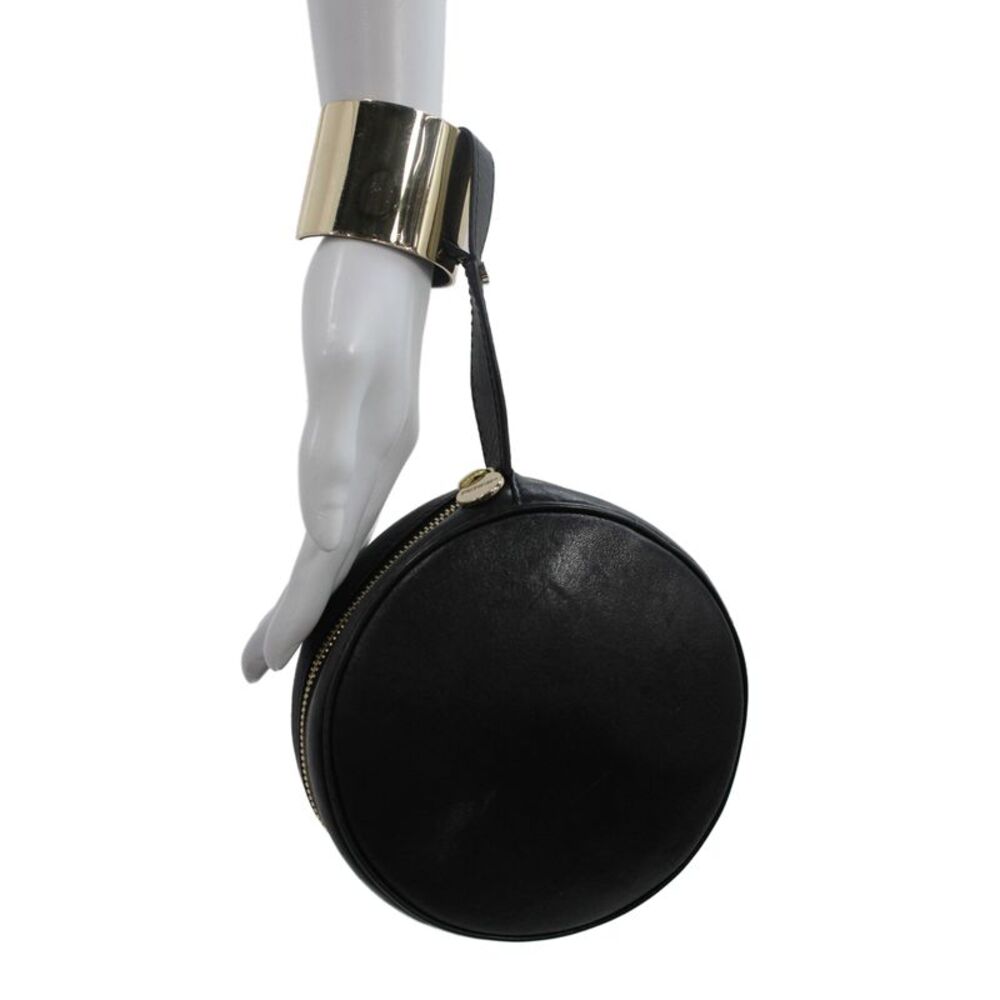 Perrin Womens Leather Zipped Round Cuff Bracelet Wristlet Handbag Black